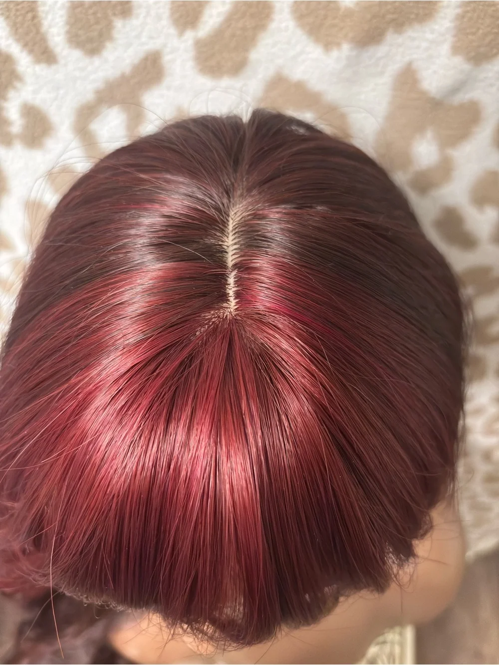 Burgundy Long Loose Wavy Wig with Bangs - Deep Red Mix
